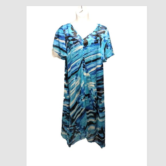 Avenue Dresses & Skirts - NWT Ave Studio Marina Floral Chiffon Lined Short Flutter Sleeve Dress Sz 18
